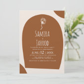 ボヘミアン手描きナチュラルアーチ結婚ボタニーズ 招待状 (スタンド正面)