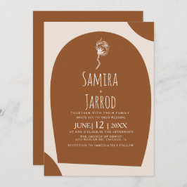 ボヘミアン手描きナチュラルアーチ結婚ボタニーズ 招待状