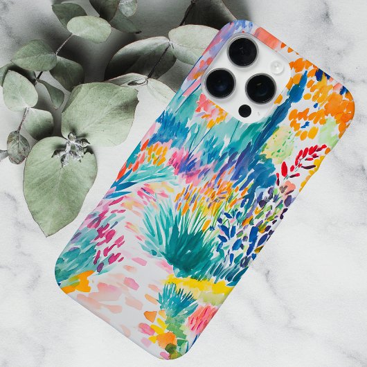 ボヘミアン抽象的な野の花の庭 iPhoneケース