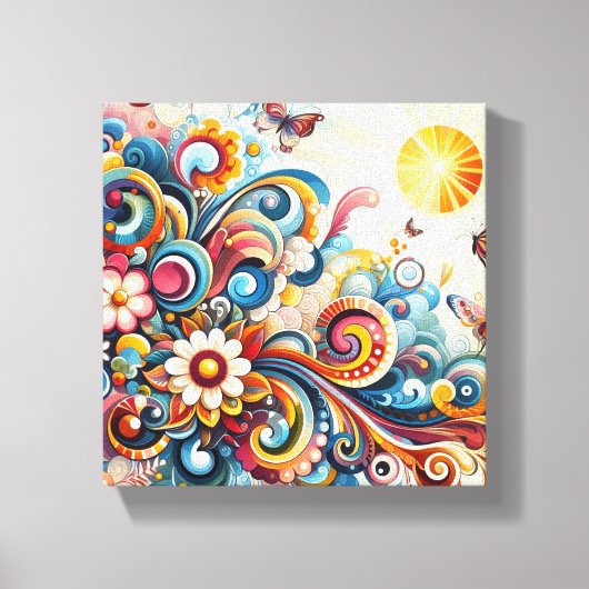 ボヘミアン抽象芸術ウォールアートムラル キャンバスプリント (正面)