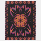 ボヘミアン抽象芸術ゴールデンヒアシンスフローラ フリースブランケット (正面)