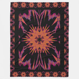 ボヘミアン抽象芸術ゴールデンヒアシンスフローラ フリースブランケット