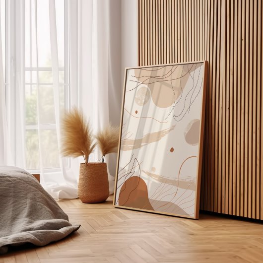 ボヘミアン抽象芸術ベージュ ポスター