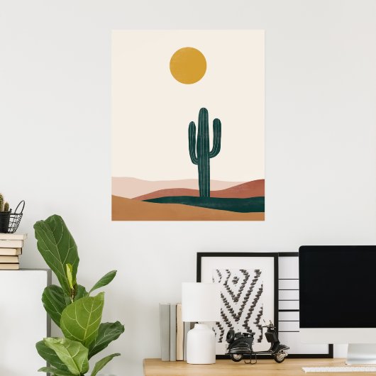 ボヘミアン抽象芸術砂漠の風景ウォールアート ポスター (ホームオフィス)