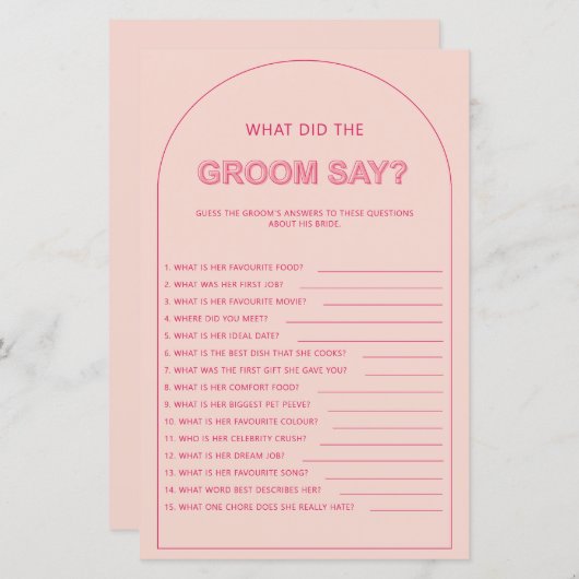 ボヘミアン新郎は何と言ったブライダルシャワー (正面/裏面)