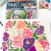 ボヘミアン明るいフローラアーチスクリプトブライダルシャワー 招待状