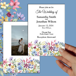 ボヘミアン水彩園花写真 招待状