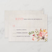 ボヘミアン水彩結婚式RSVPカード 出欠カード (正面/裏面)
