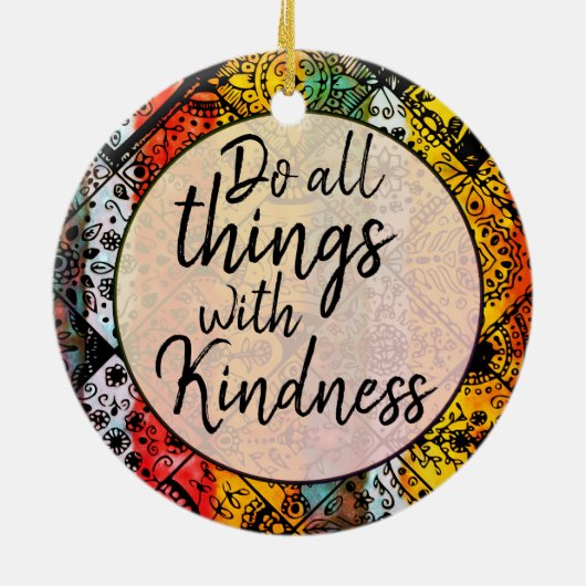 ボヘミアン水彩色 |やさしさ感動的引用文 セラミックオーナメント (裏面)