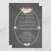 ボヘミアン水彩花チョークウェディング招待 招待状 (正面/裏面)