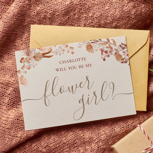 ボヘミアン水彩花少女プロポーションカード 招待状