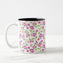 ボヘミアン水彩花模様 – ピンクon白