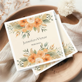 ボヘミアン水彩花結婚の花 スタンダードカクテルナプキン