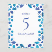 ボヘミアン水彩青いタイルのテーブル名 (裏面)