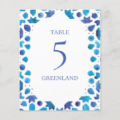 ボヘミアン水彩青いタイルのテーブル名 (正面)