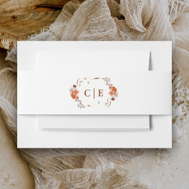 ボヘミアン焦げオレンジ素朴色のフローラ結婚ズ 招待状ベリーバンド