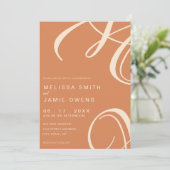 ボヘミアン焼きオレンジモダンミニマル結婚リスト 招待状 (スタンド正面)