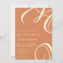 ボヘミアン焼きオレンジモダンミニマル結婚リスト 招待状