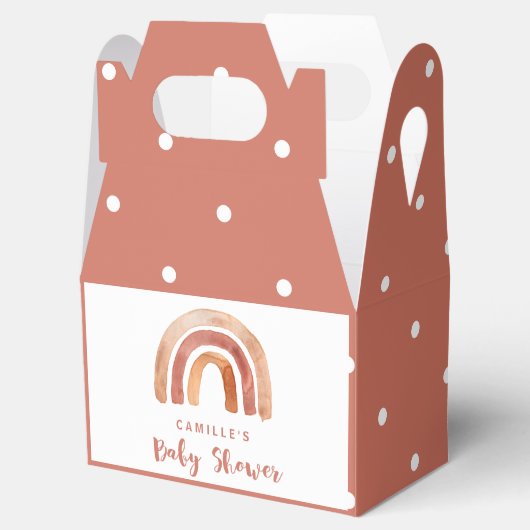 ボヘミアン焼けオレンジ色のレインボーベビーシャワー フェイバーボックス (オープン)