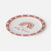 ボヘミアン焼けオレンジ色のレインボーベビーシャワー ペーパープレート (アングル)