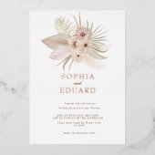 ボヘミアン熱帯フローラ結婚のホイル招待状 箔招待状 (正面)