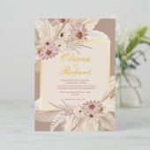 ボヘミアン熱帯フローラ結婚フレーム 箔招待状 (立ち正面)