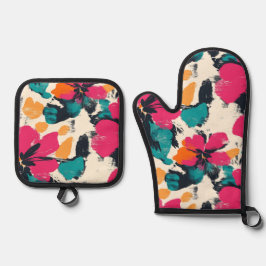 ボヘミアン熱帯フローラ 鍋つかみ&鍋敷きセット