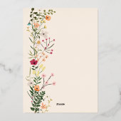 ボヘミアン牧草地ワイルドフラワーズ春スウィート16 箔招待状 (裏面)