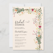 ボヘミアン牧草地ワイルドフラワー春ブライダルシャワー 招待状 (正面)