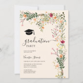 ボヘミアン牧草地ワイルドフラワー春卒業 招待状 (正面)