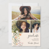 ボヘミアン牧草地ワイルドフラワー春卒業 招待状 (裏面)