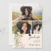 ボヘミアン牧草地ワイルドフラワー春卒業 案内状 (正面)