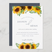 ボヘミアン王室のブルーオプルンスヒマワリ結婚ズ 招待状 (正面/裏面)