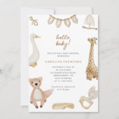 ボヘミアン男女兼用トイズ赤ちゃんシャワー 招待状 (正面)