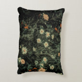 ボヘミアン白デイジーワイルドフラワー黒フローラ アクセントクッション (裏面(縦))