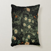 ボヘミアン白デイジーワイルドフラワー黒フローラ アクセントクッション (正面(垂直))