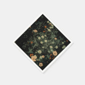 ボヘミアン白デイジーワイルドフラワー黒フローラ スタンダードカクテルナプキン (角)
