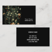 ボヘミアン白デイジーワイルドフラワー黒フローラ 名刺 (正面/裏面)