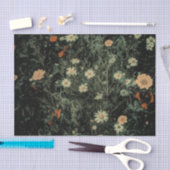 ボヘミアン白デイジーワイルドフラワー黒フローラ 薄葉紙 (クラフト)