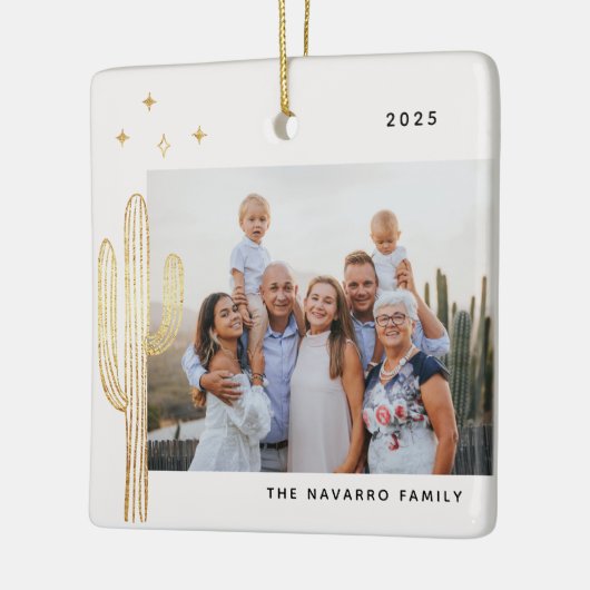 ボヘミアン砂漠サボテン写真セラミックオーナメント セラミックオーナメント (左)