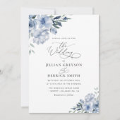 ボヘミアン砂質ブルーフローラ結婚式招待状 招待状 (正面)