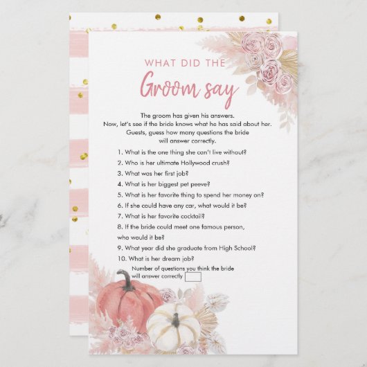 ボヘミアン秋のラブカボチャ何グルームカードを言う (正面/裏面)