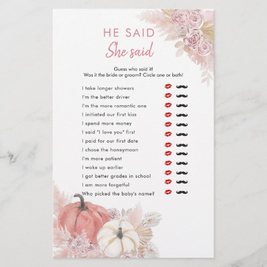 ボヘミアン秋のラブカボチャ彼は彼女が言った (正面)