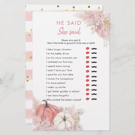 ボヘミアン秋のラブカボチャ彼は彼女が言った (正面/裏面)