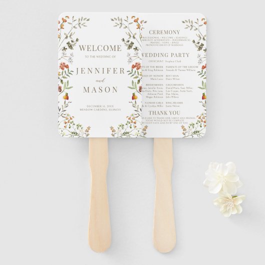 ボヘミアン秋の花秋の結婚式計画 ハンドファン (正面&裏面)