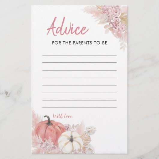 ボヘミアン秋インラブカボチャアドバイスカード (正面)