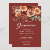 ボヘミアン秋サマーフローラテラコッタキンセアニェラ 招待状 (正面/裏面)