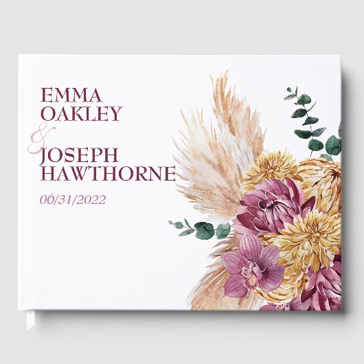 ボヘミアン秋ブルゴーニュ結婚フローラ ゲストブック (正面)