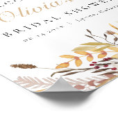 ボヘミアン秋ベージュフローラブライダルシャワー歓迎 ポスター (角)