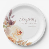 ボヘミアン秋リーフバラブライダルシャワー ペーパープレート (正面)